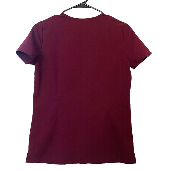 Figs Casma 3 Pocket Scrub Top Women XXS Burgundy Tech Collection Medical Nursing - Picture 2 of 9